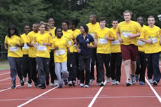 Dame Kelly Holmes in Ealing with young athletes