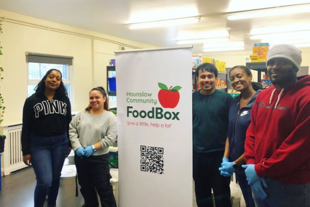 Volunteers from the University of West London help out at Hounslow FoodBox 