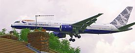 plane landing at Heathrow