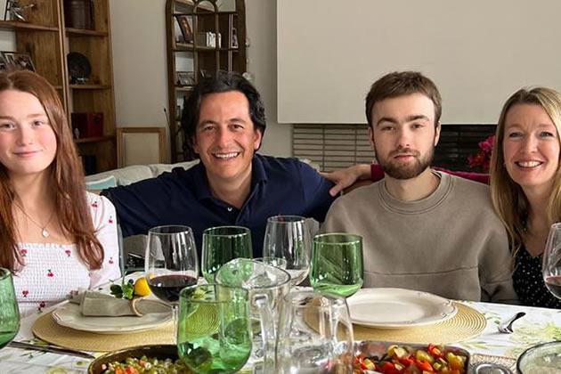 Martin Bell (centre left) pictured with his son Alex (centre right) and Alex&rsquo;s mother Katie Bernard (far right)
