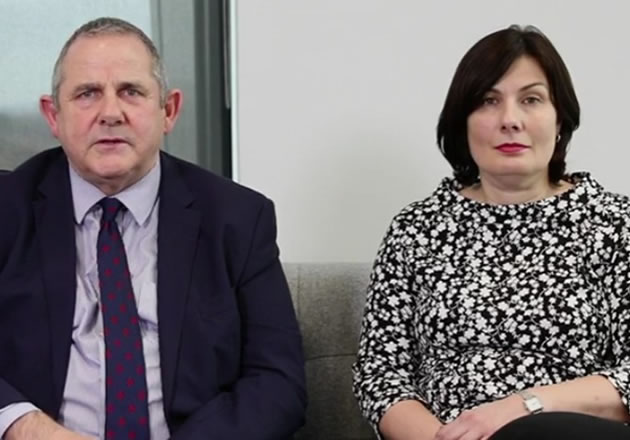 Kelly O�Neill and Steve Curran giving video message on coronavirus at the beginning of the pandemic