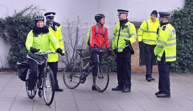 Cyclist on Wandsworth riverside reminded of speed, control and pedestrians