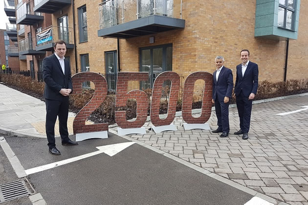 Has safety been compromised by ambitious affordable housing targets? Council leader Peter Mason with Sadiq Khan and James Murray MP 