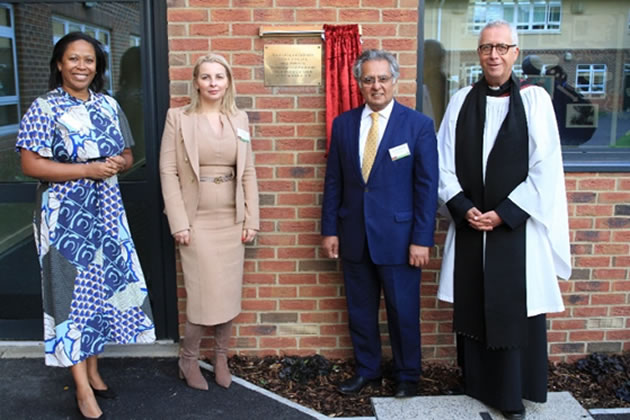 Headteacher Renata Joseph, Ana Popovici (Director of Childrens Services, Wandsworth Council), Cllr Ravi Govindia and The Venerable John Kiddle, Archdeacon of Wandsworth